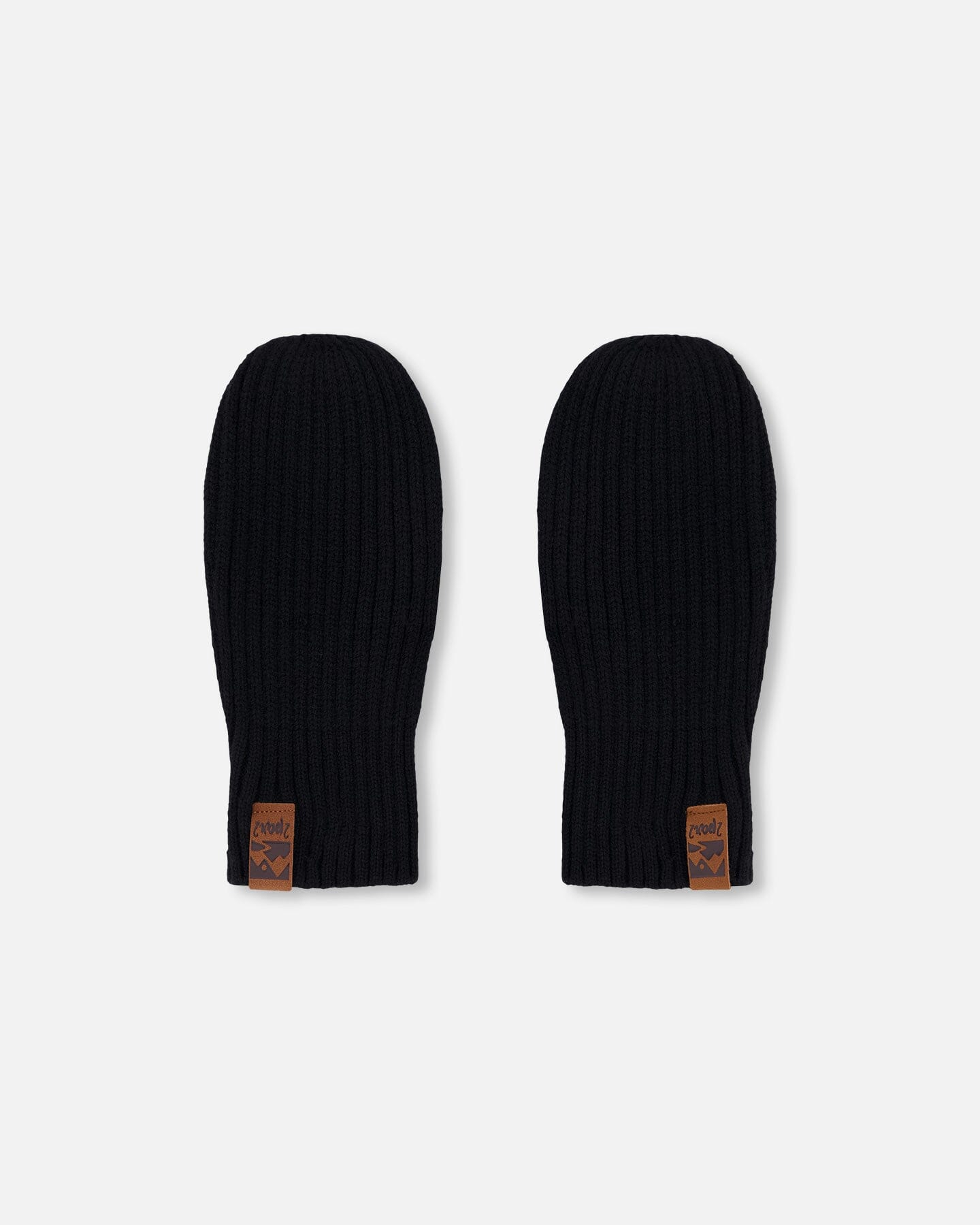 Ribbed Knit Mittens Black