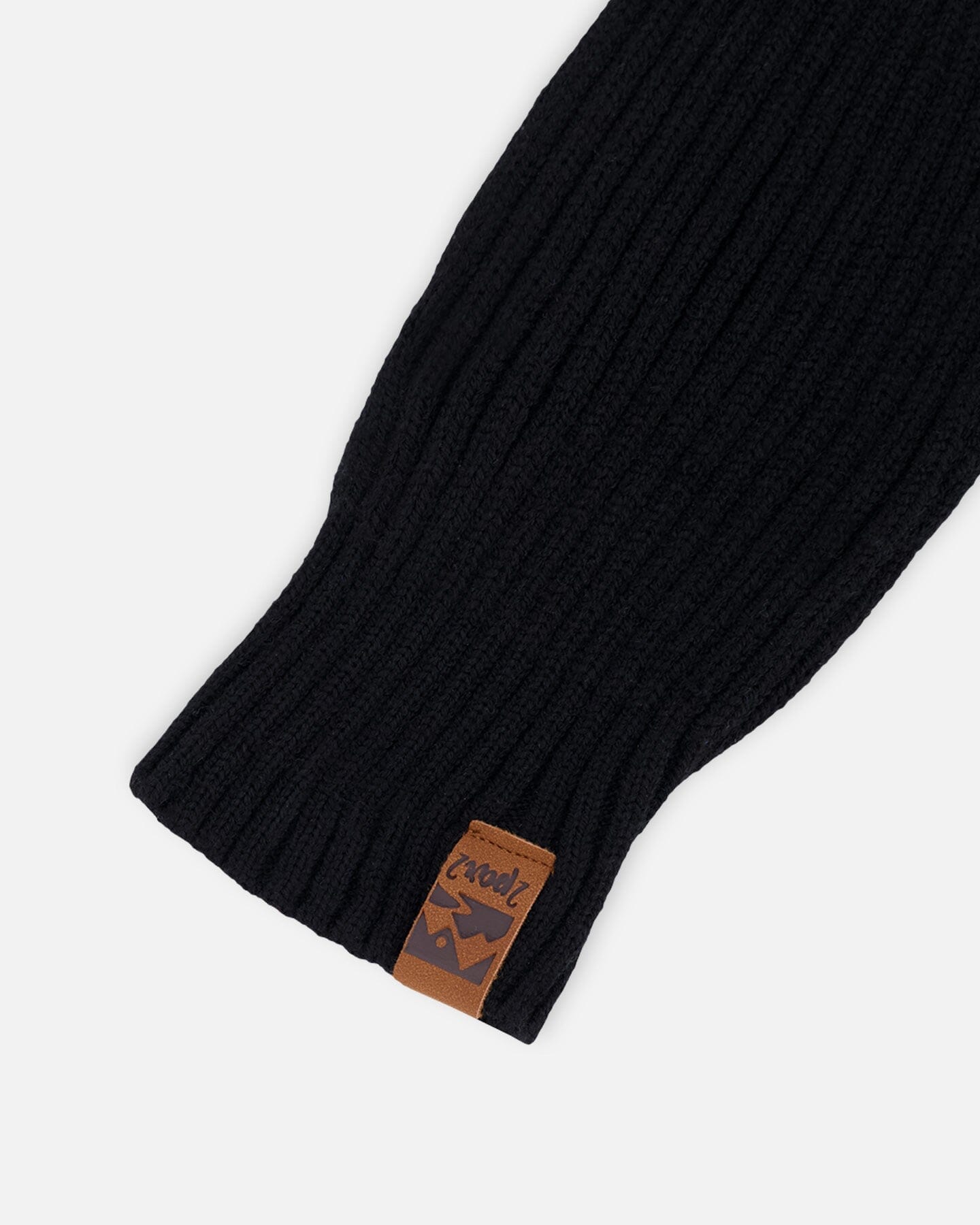 Ribbed Knit Mittens Black