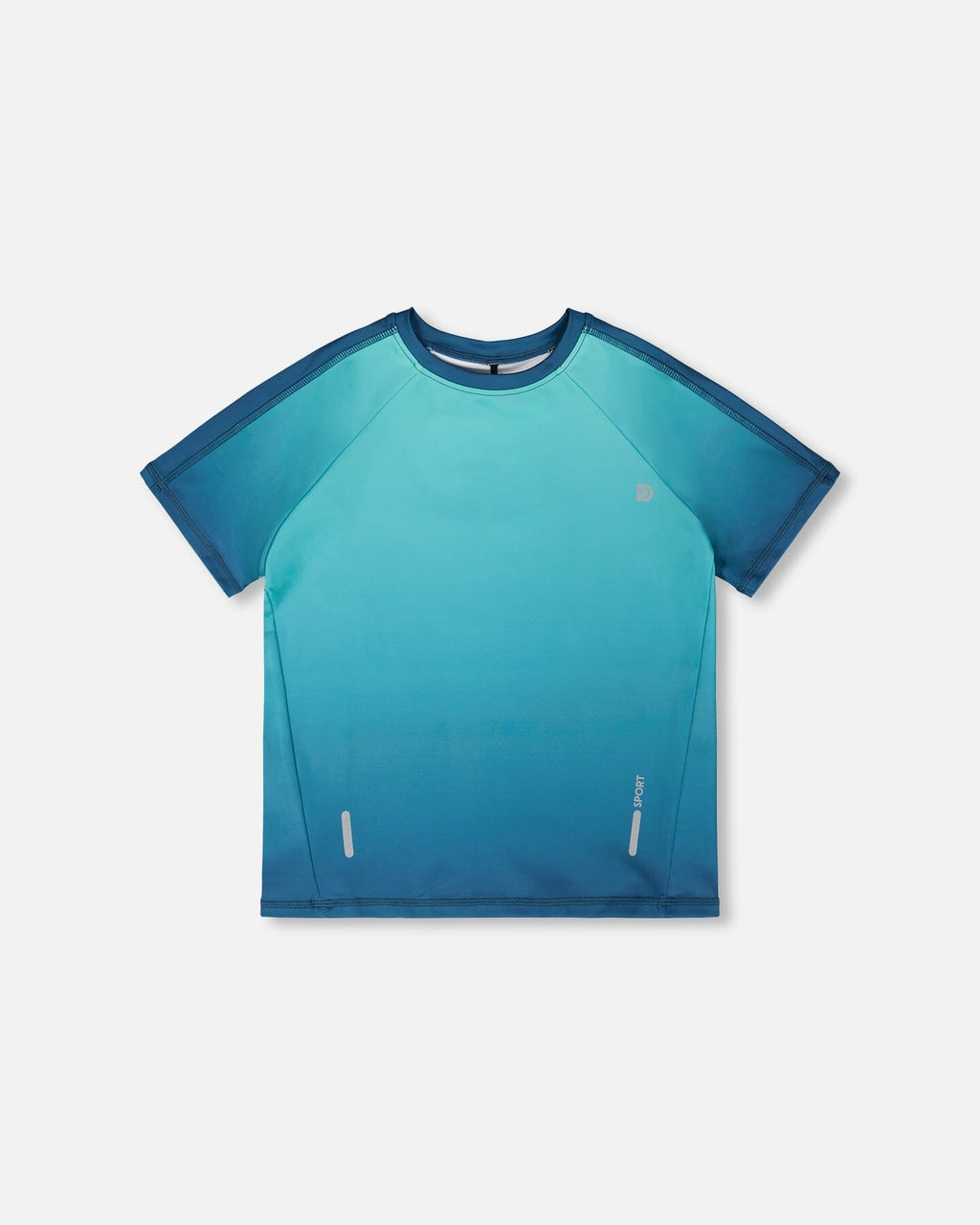 Short Sleeve Athletic Top In Recycled Polyester Teal Gradient