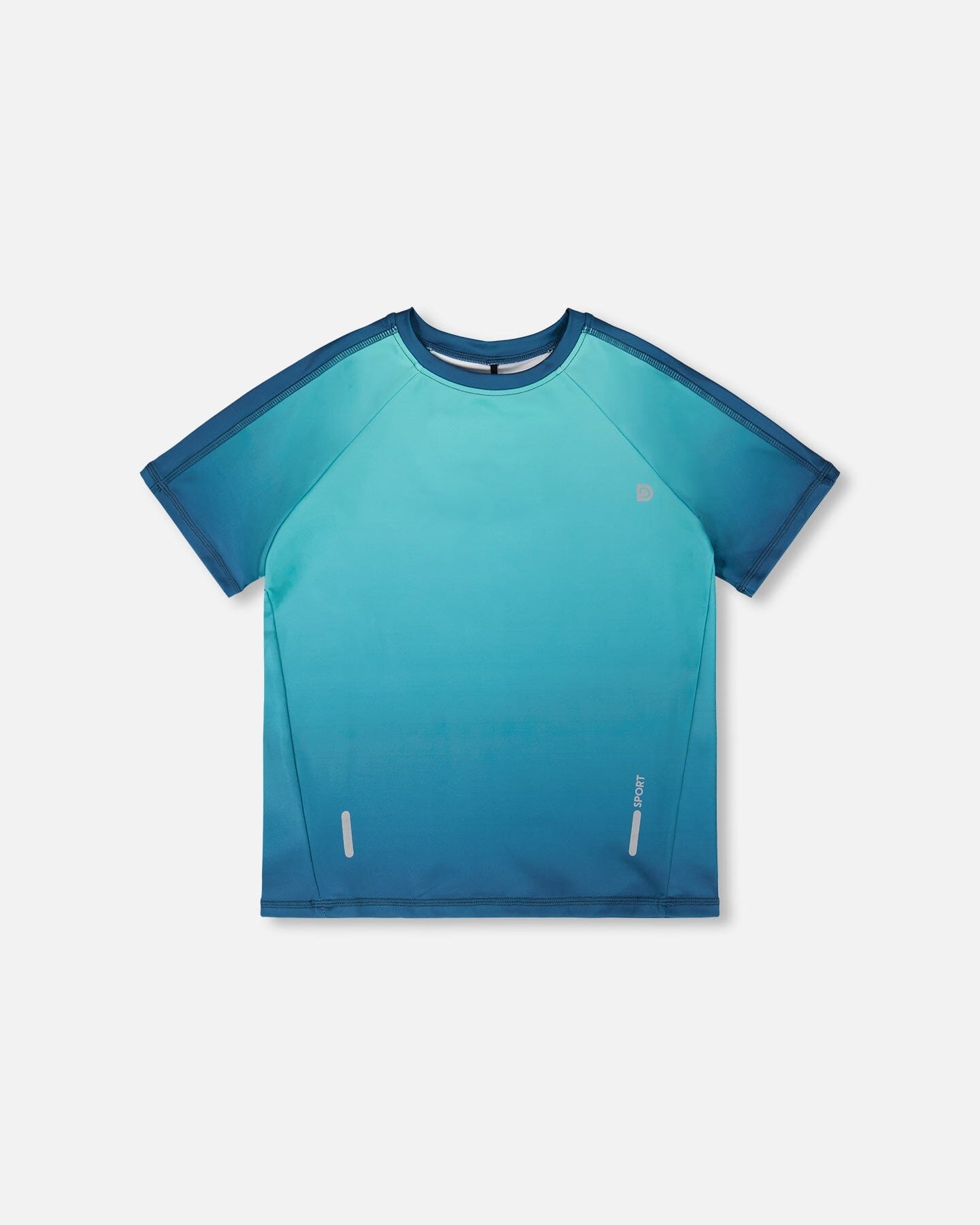 Short Sleeve Athletic Top In Recycled Polyester Teal Gradient