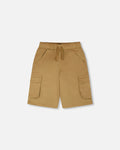 Stretch Twill Bermuda With Cargo Pockets Beige