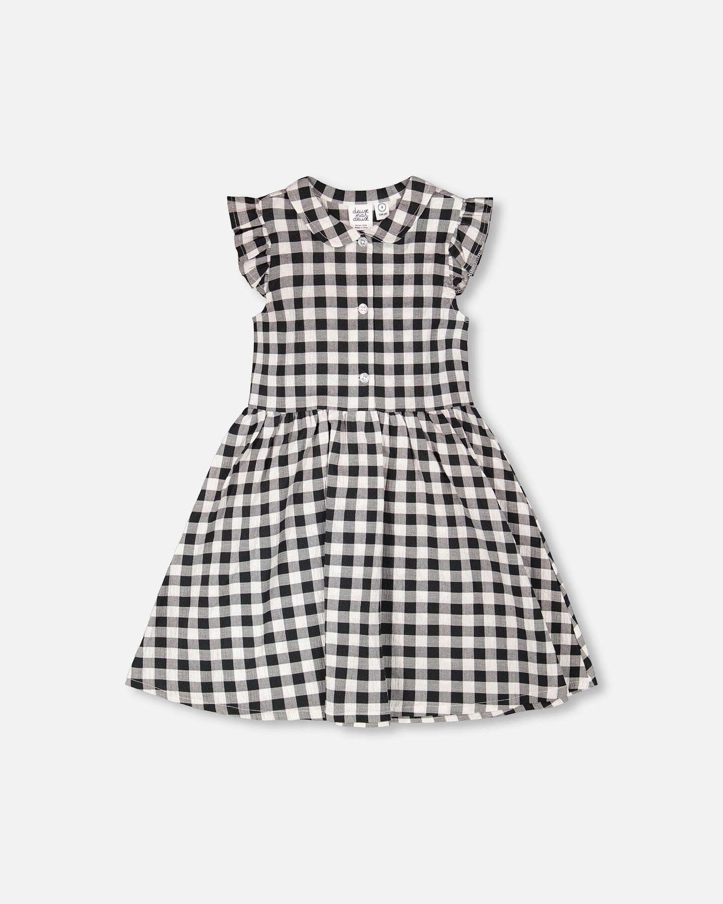 Sleeveless Button Down Dress Black Gingham