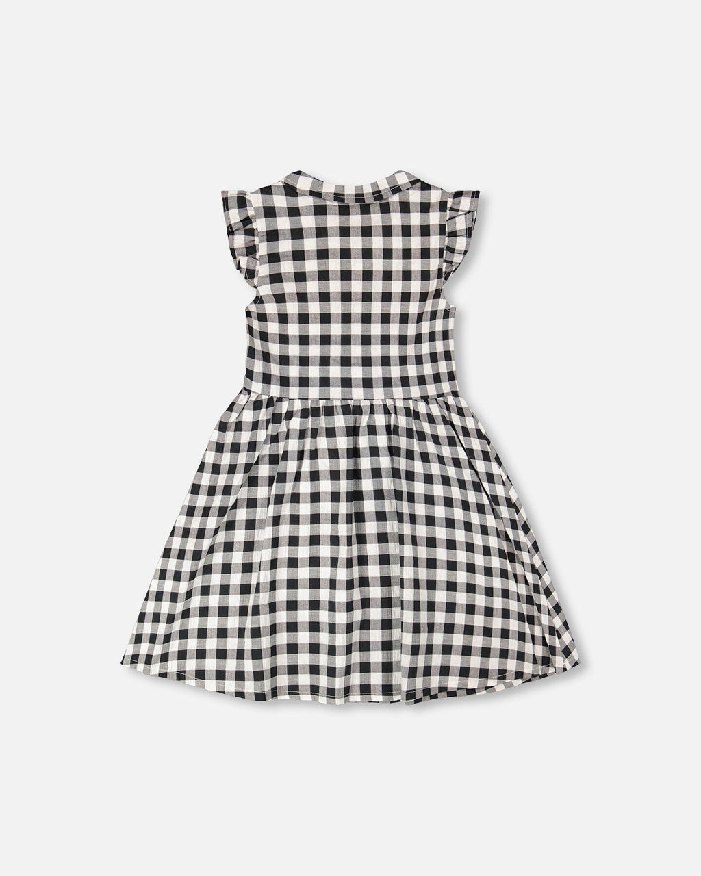 Sleeveless Button Down Dress Black Gingham