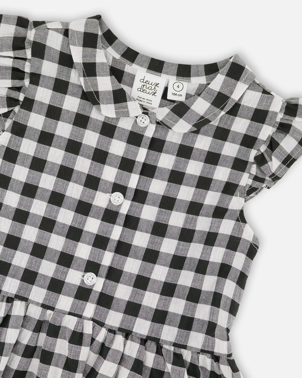 Sleeveless Button Down Dress Black Gingham