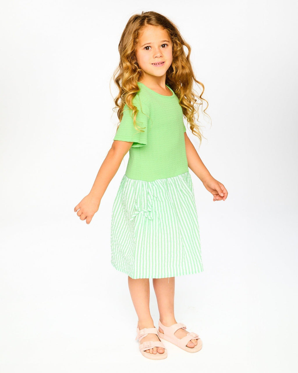 Bi-Material Dress Mint Green