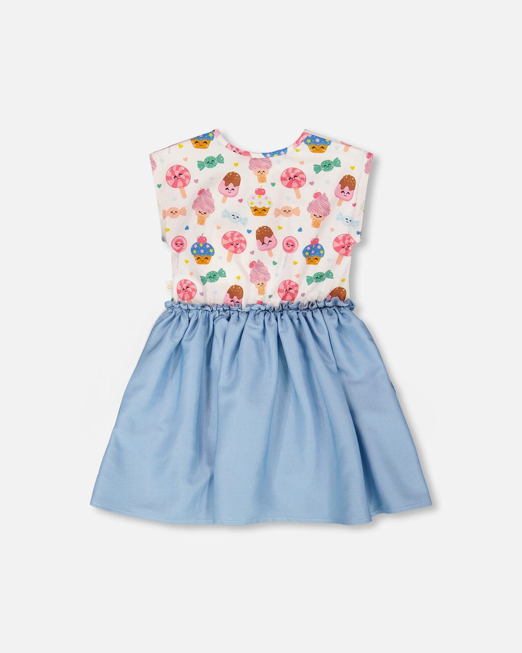 Bi-Material Dress White Candy Print