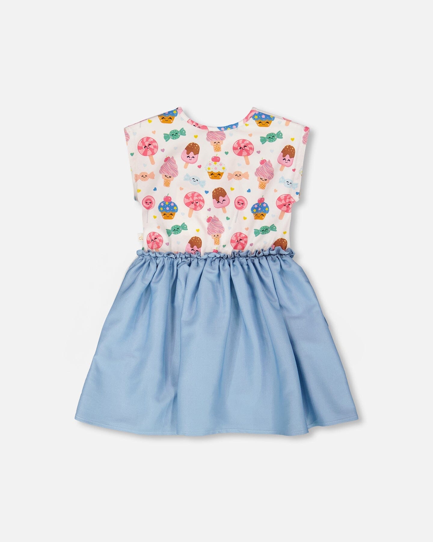 Bi-Material Dress White Candy Print