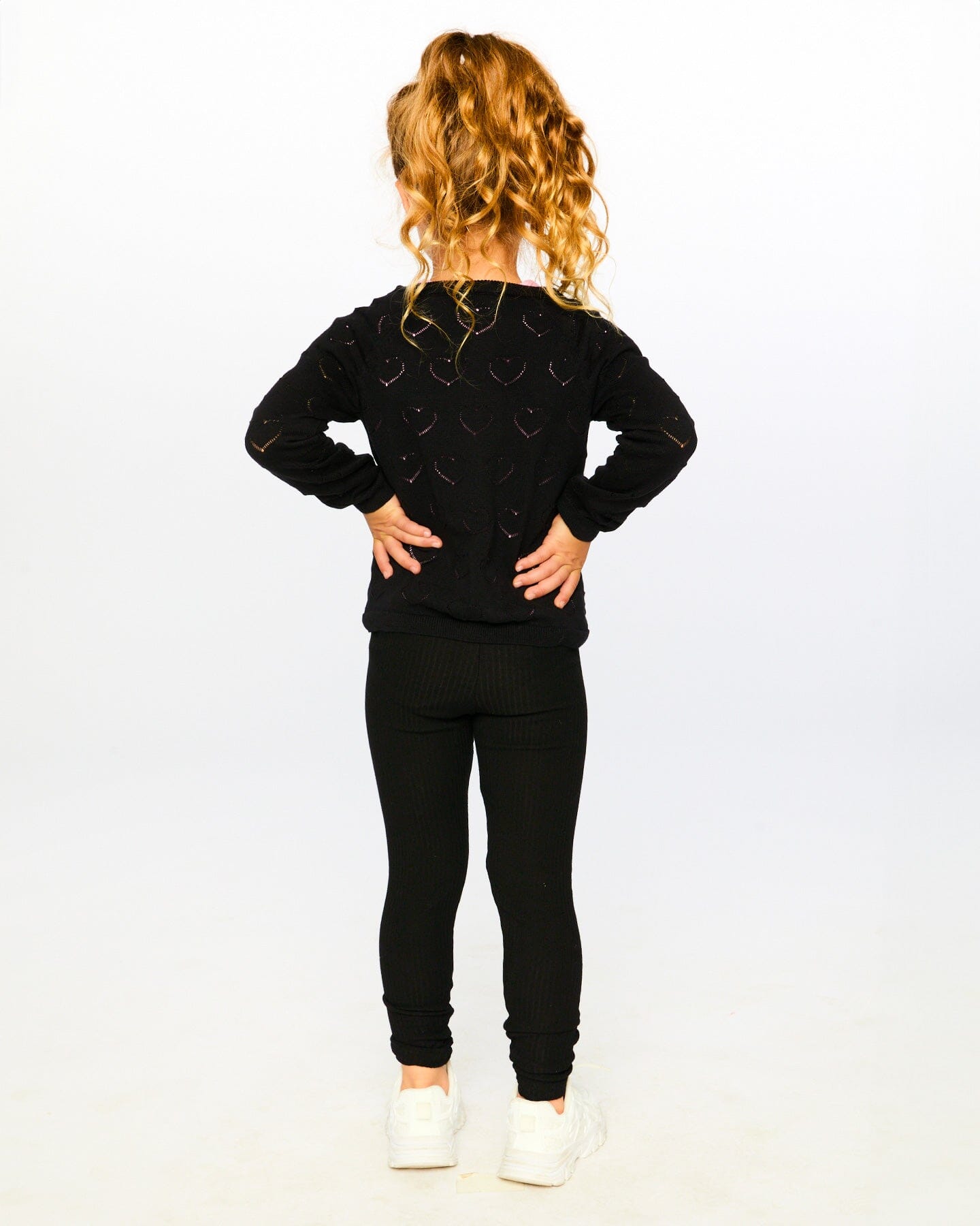 Pointelle Knit Cardigan Black