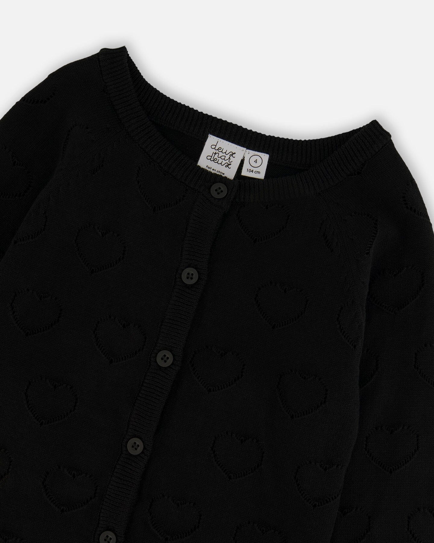 Pointelle Knit Cardigan Black