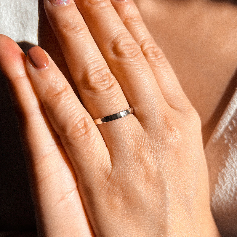 Hammered Eternity Wedding Band | 18K Gold and Platinum