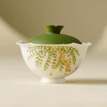 Handmade Ceramic Gaiwan with Green Leaf Design – 95ml Traditional Chinese Tea Cup with Lid