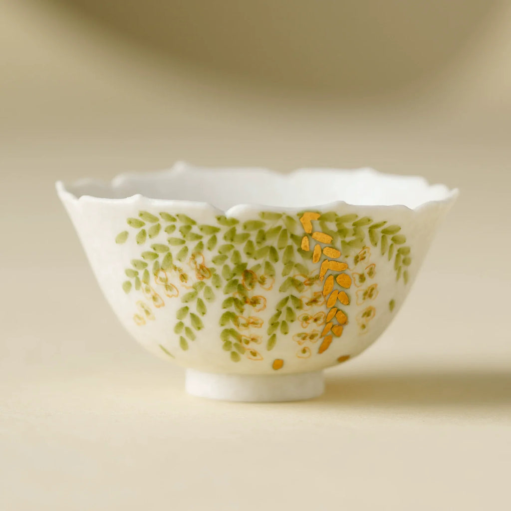 Handmade Ceramic Teacup with Green Leaf Design – 50ml Traditional Chinese Tea Cup