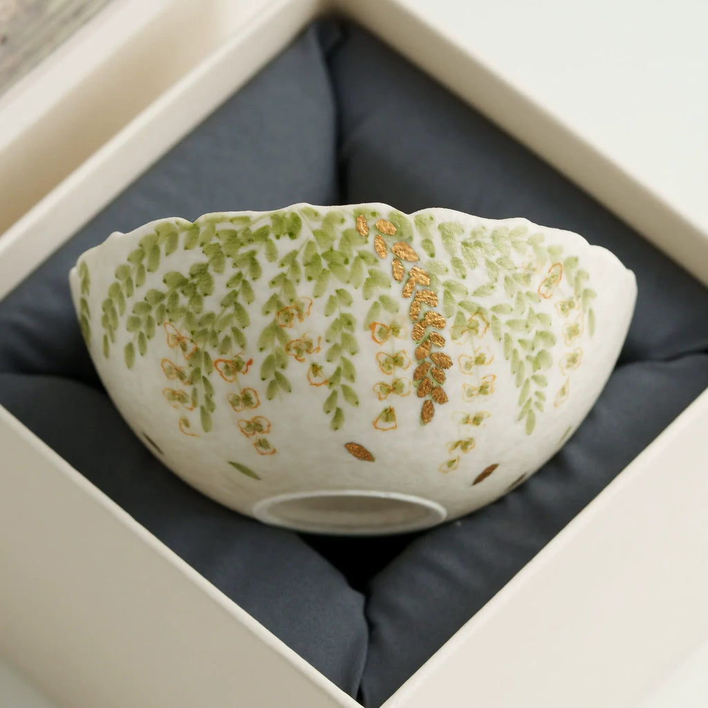Handmade Ceramic Teacup with Green Leaf Design – 85ml Traditional Chinese Tea Cup