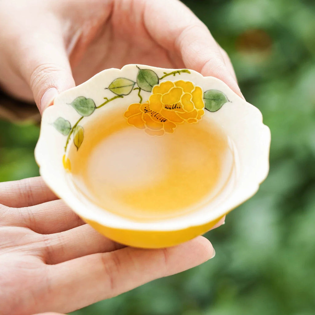 Imperial Blossom Hand-Painted Porcelain Tea Cup – Lingban Petal Edition