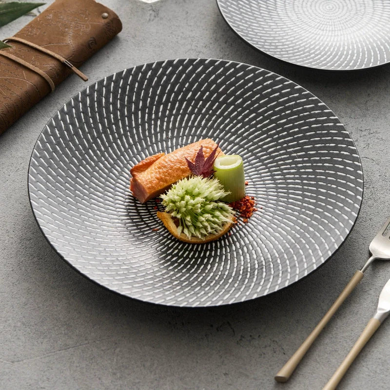 Meteor Shower Ceramic Plate - Elegant Light Luxury Round Dinner and Salad Plate