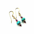 Hot Pink and Turquoise Gemstone 14 K Gold Filled Earrings