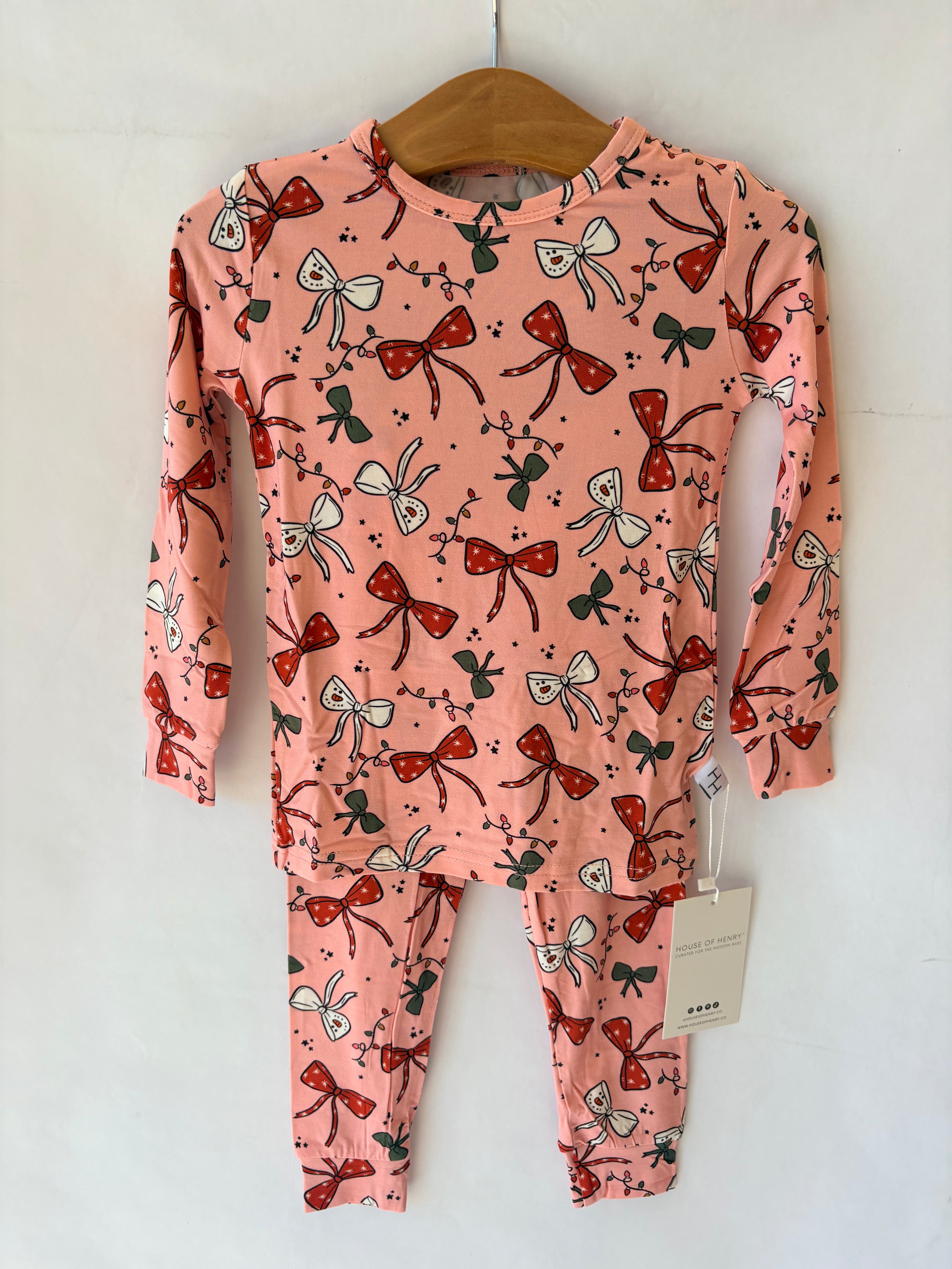 Holiday Bows 2 piece PJ's