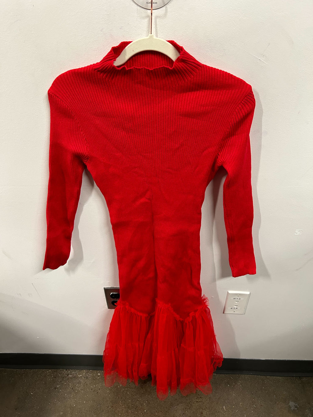 Ruby Rib-Knit Tulle-Hem Dress