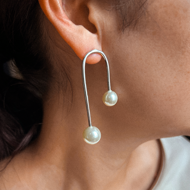 Freshwater Pearl Tube Earrings | 14K Gold