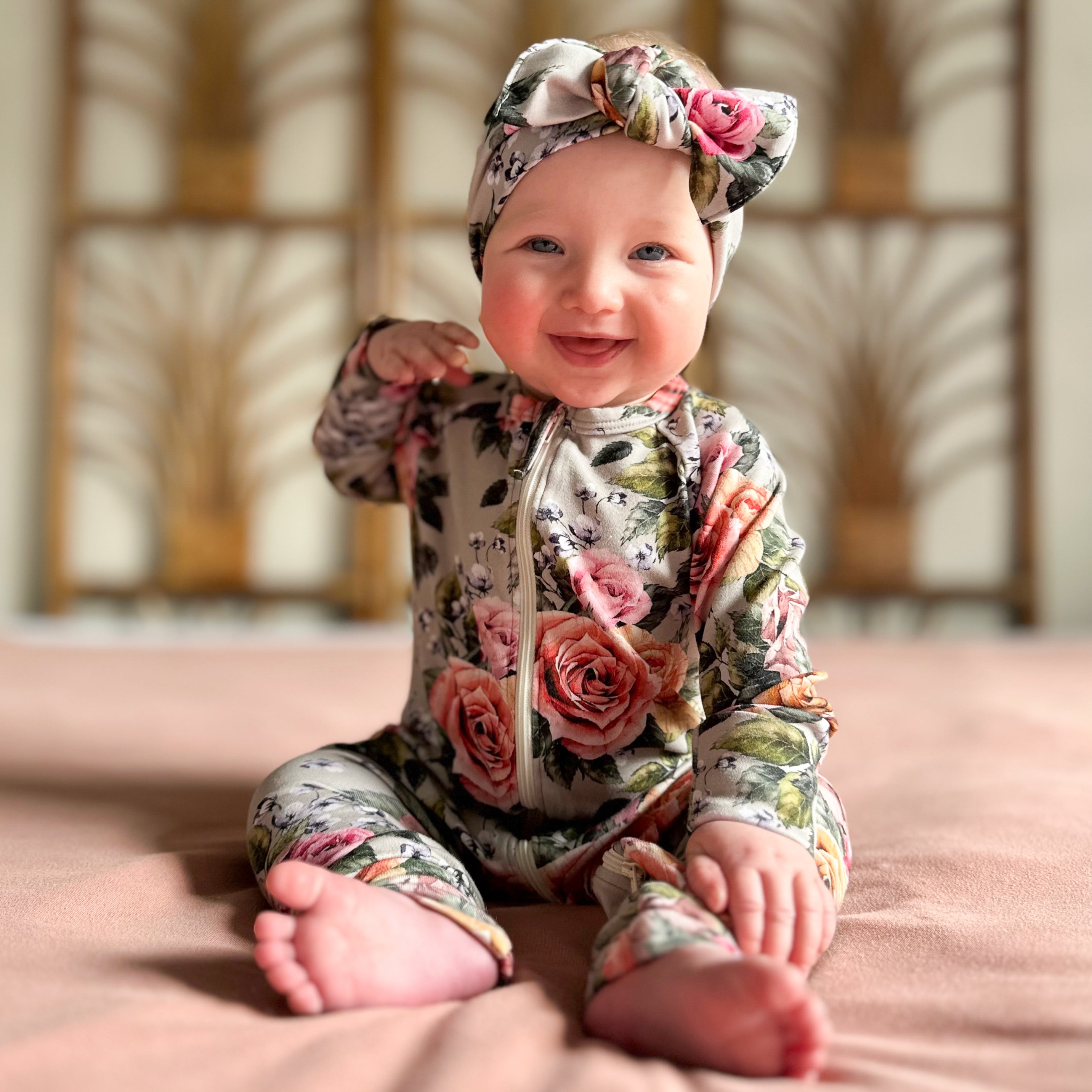 Bamboo Baby Zipper Footed Bodysuit | Antique Floral
