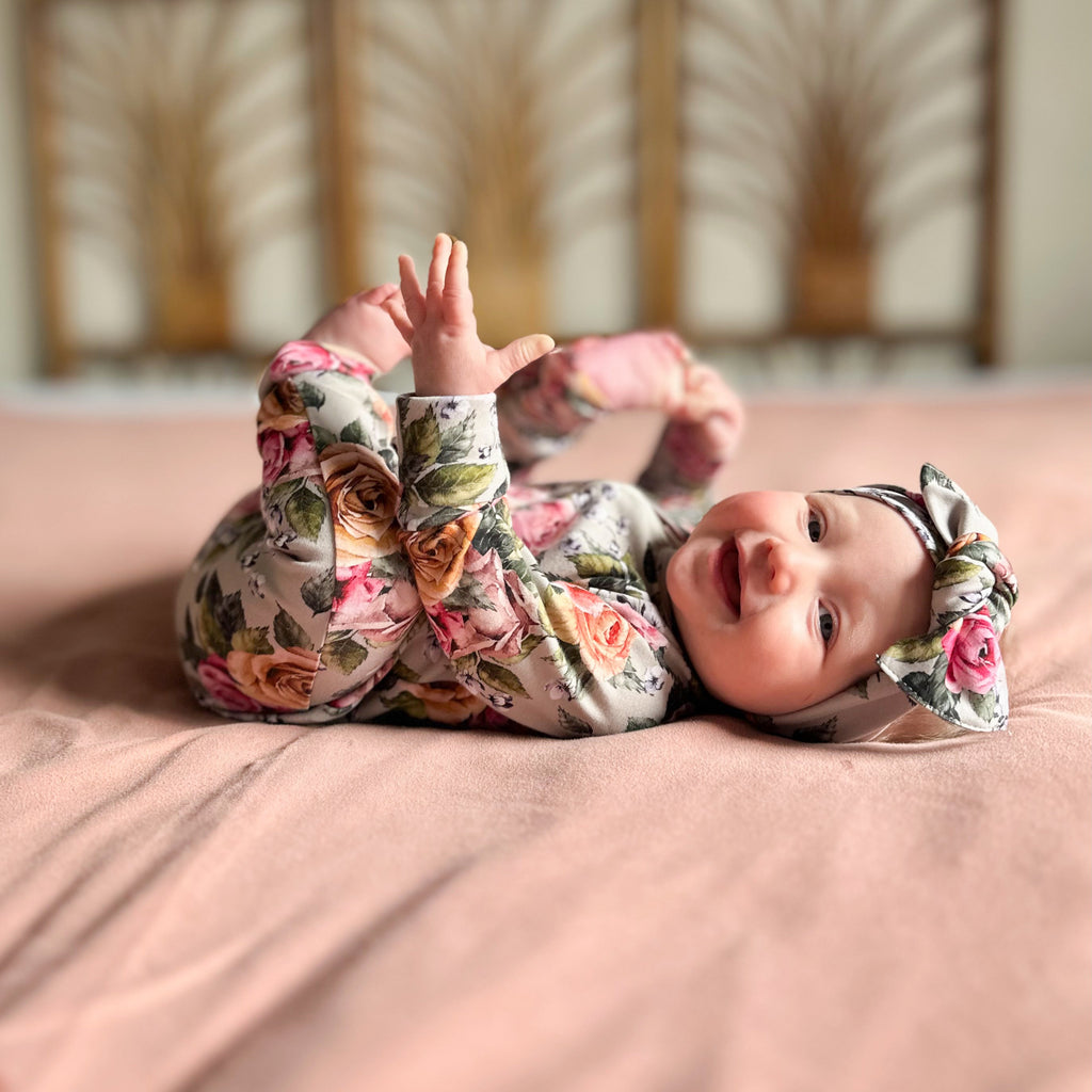 Bamboo Baby Zipper Footed Bodysuit | Antique Floral