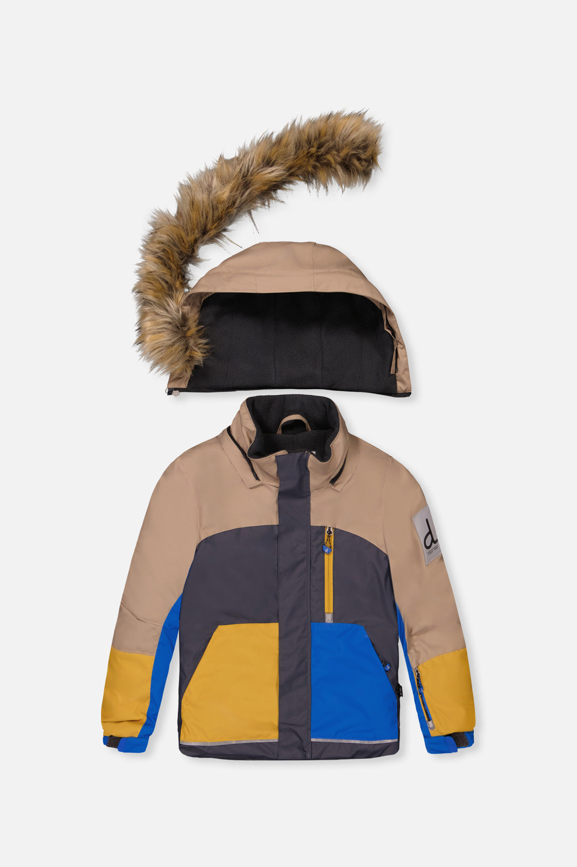 Two Piece Play Snowsuit Colorblock With Grey And Blue Dinosaur Print Pants