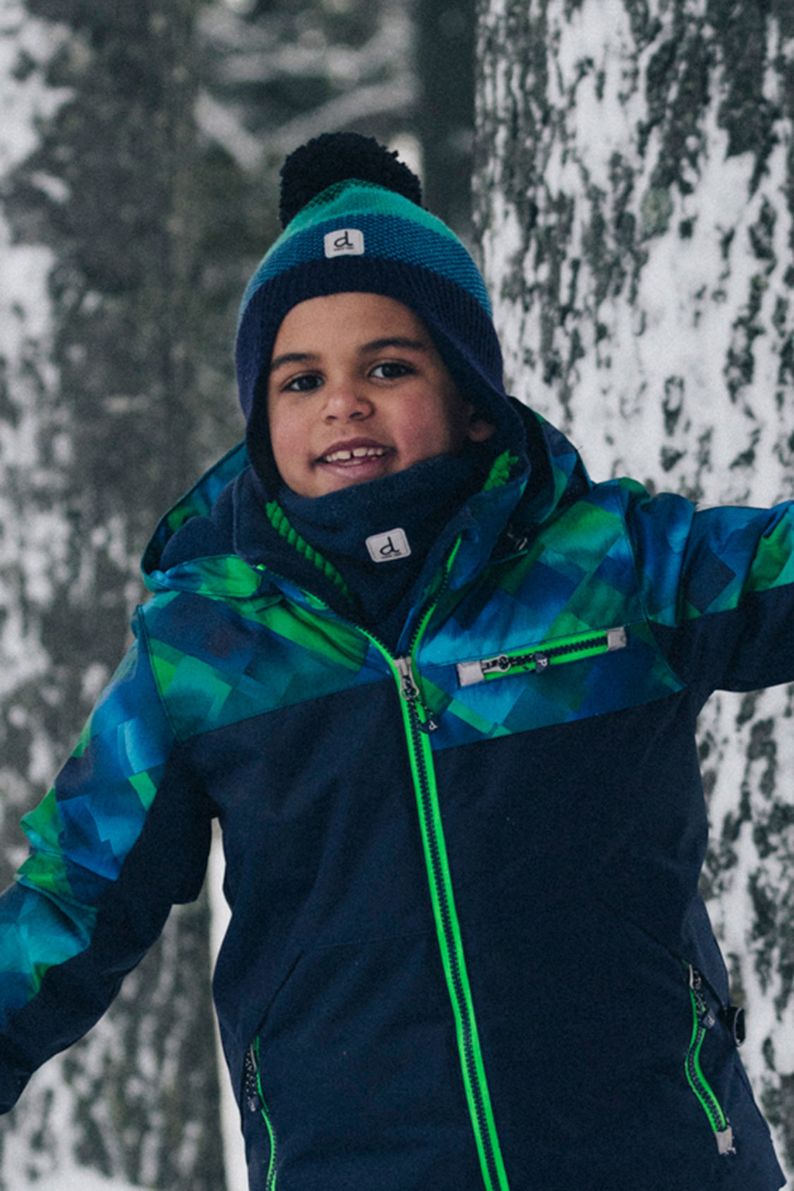 Two Piece Play Snowsuit Blue And Green Checkered Print