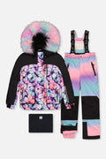 Two Piece Play Snowsuit Purple Floral Print With Gradient Pants
