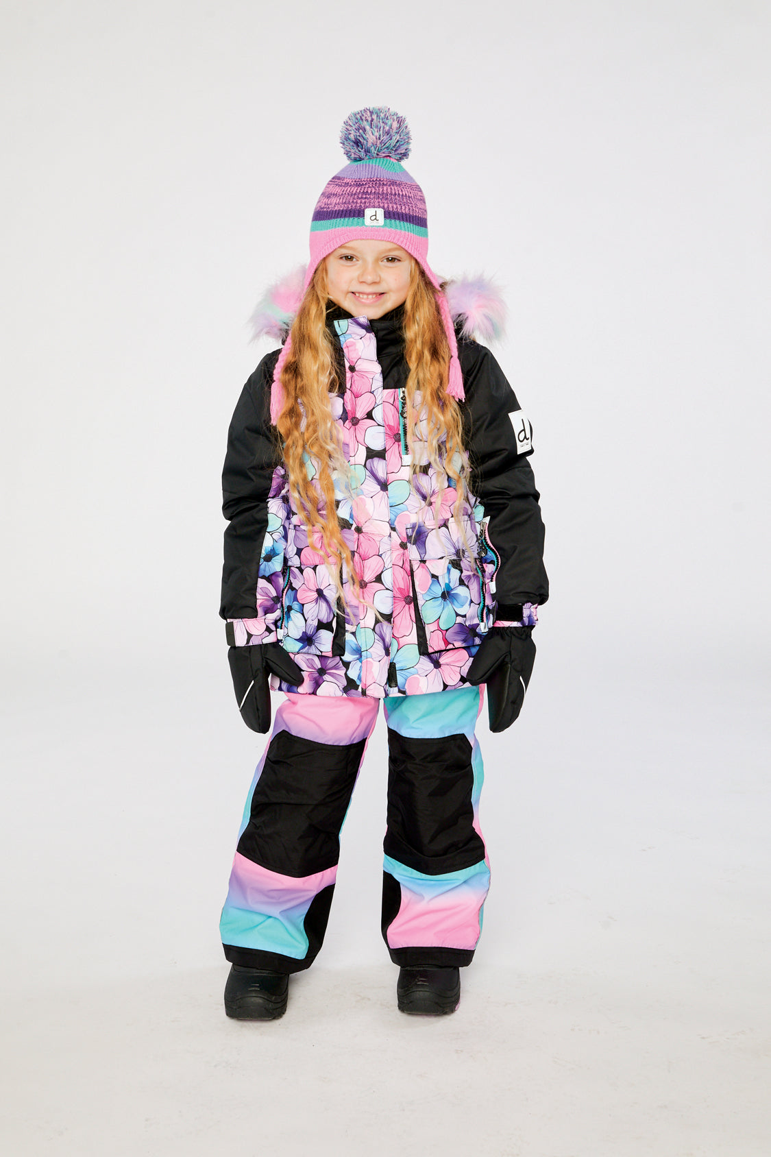 Two Piece Play Snowsuit Purple Floral Print With Gradient Pants