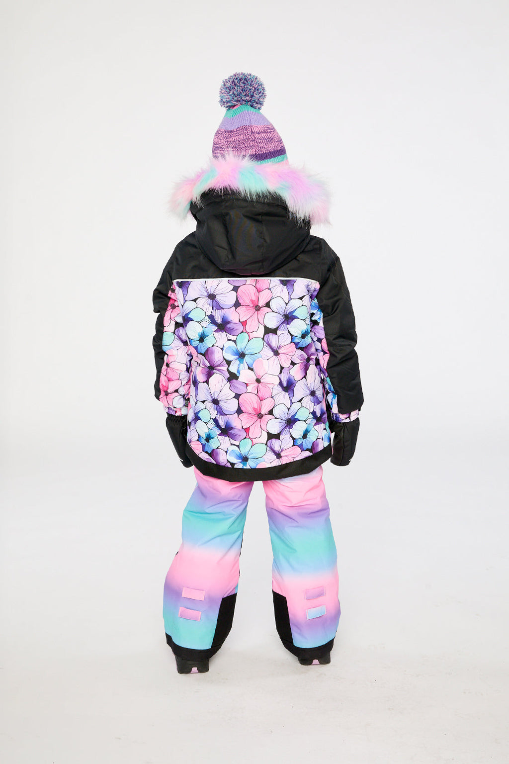 Two Piece Play Snowsuit Purple Floral Print With Gradient Pants