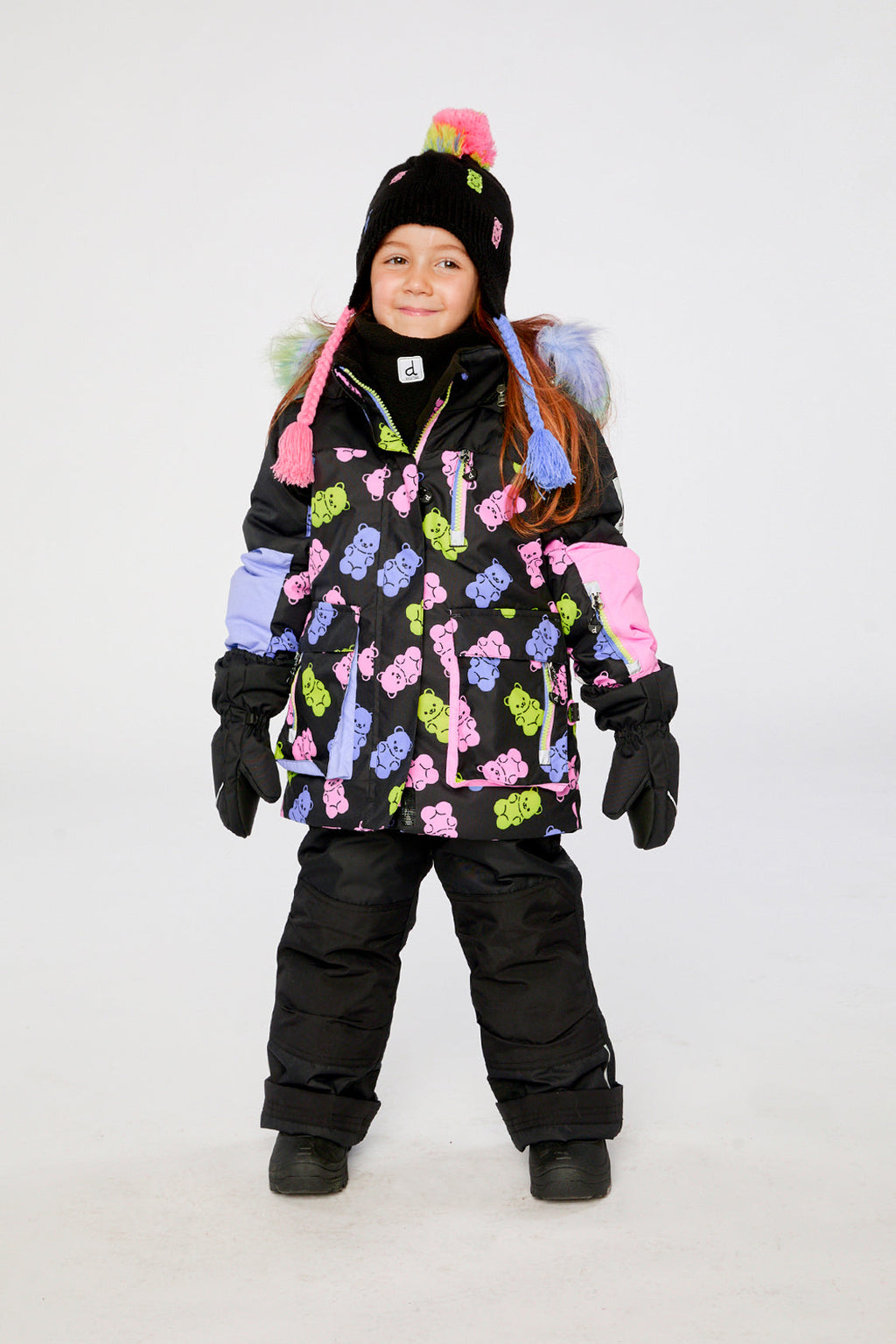 Two Piece Play Snowsuit Black Gummy Bear Print