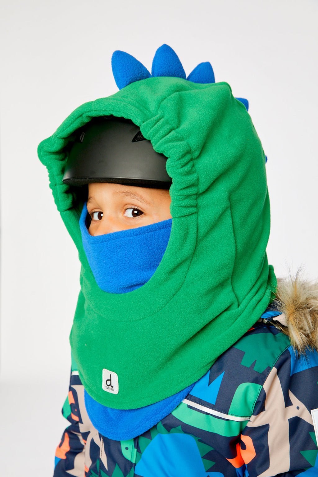 Oversized Dino Polar Balaclava For Ski Helmet Bright Green