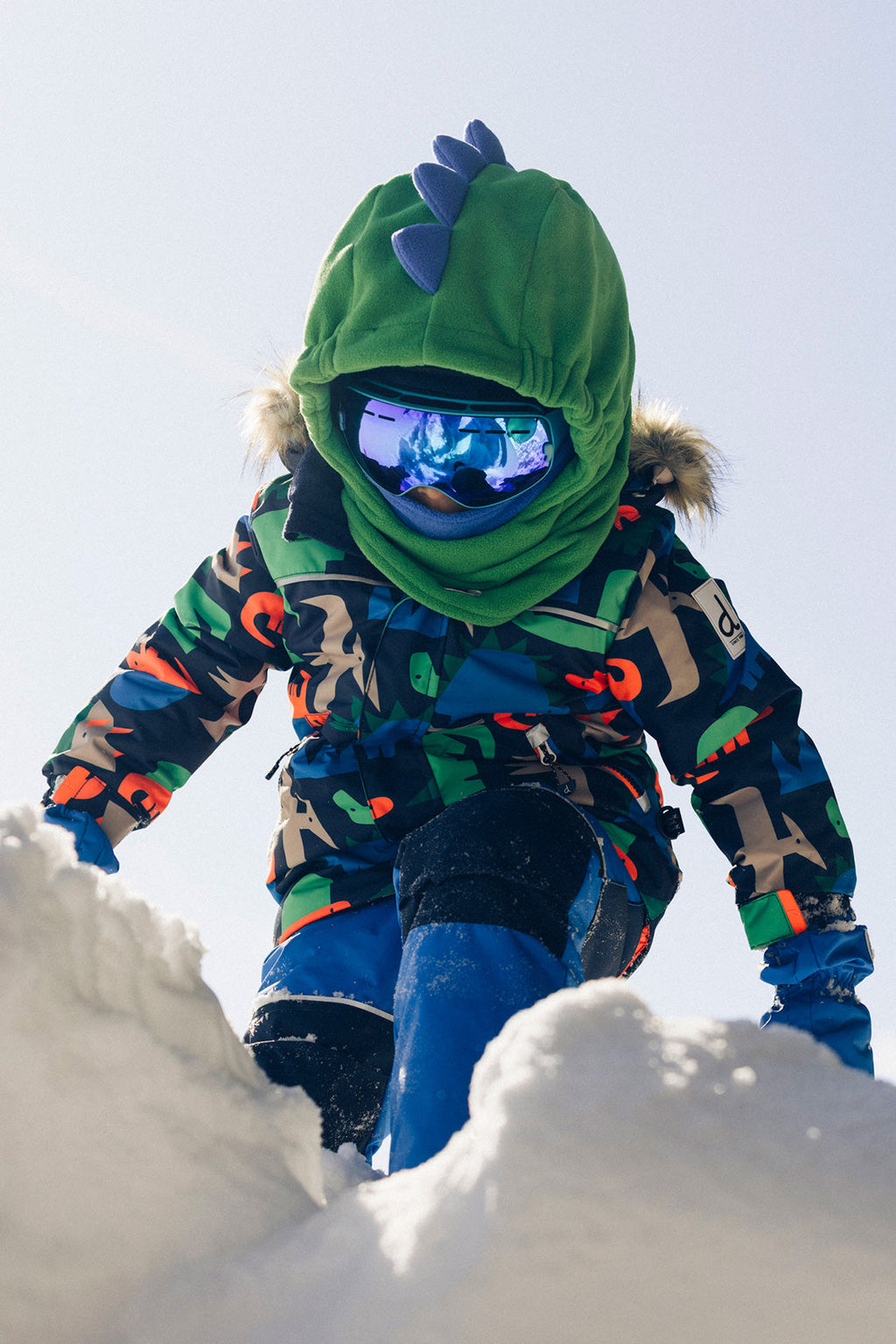 Oversized Dino Polar Balaclava For Ski Helmet Bright Green