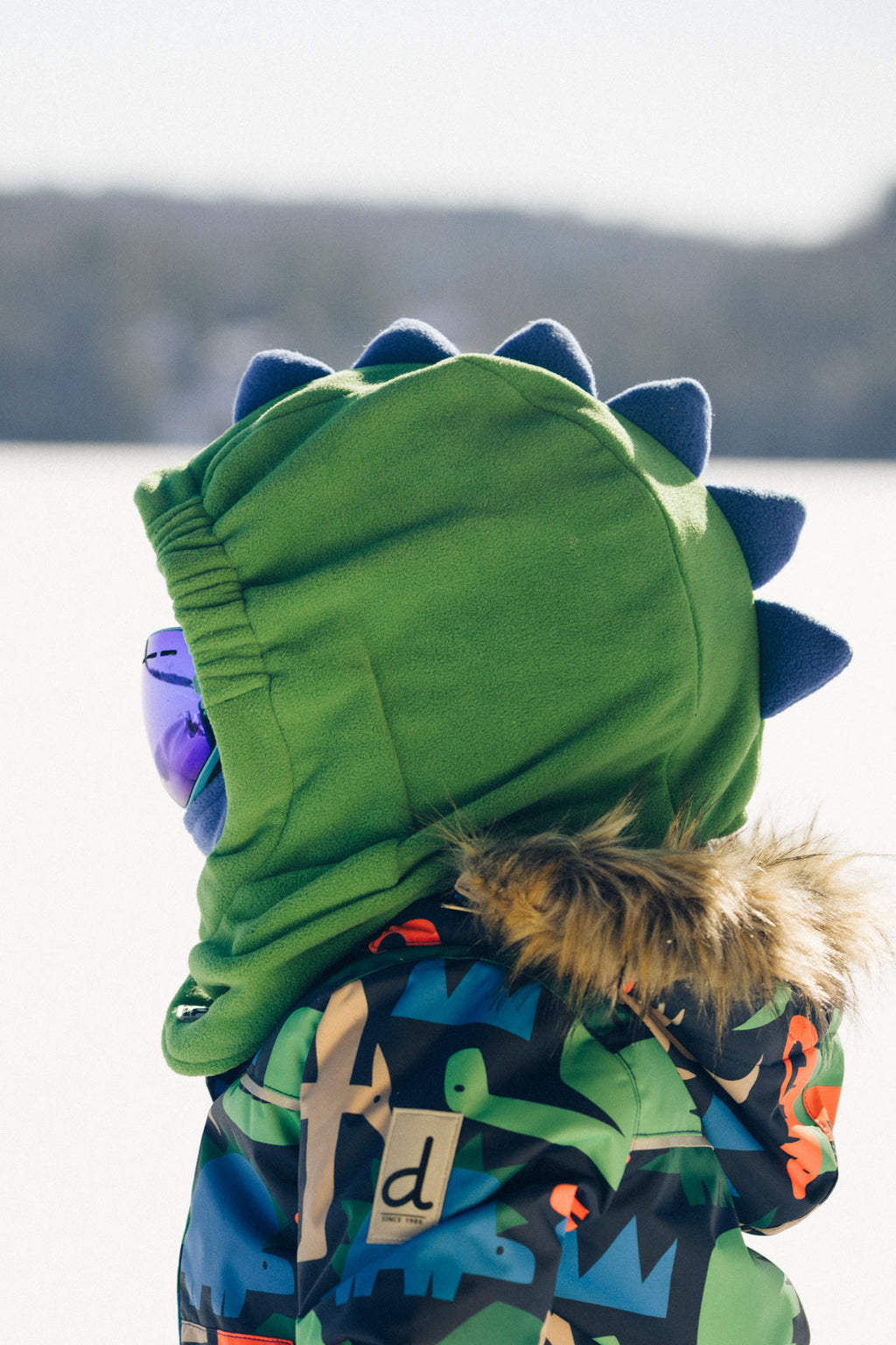Oversized Dino Polar Balaclava For Ski Helmet Bright Green