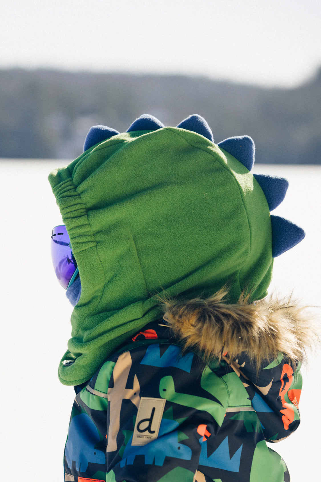 Oversized Dino Polar Balaclava For Ski Helmet Bright Green