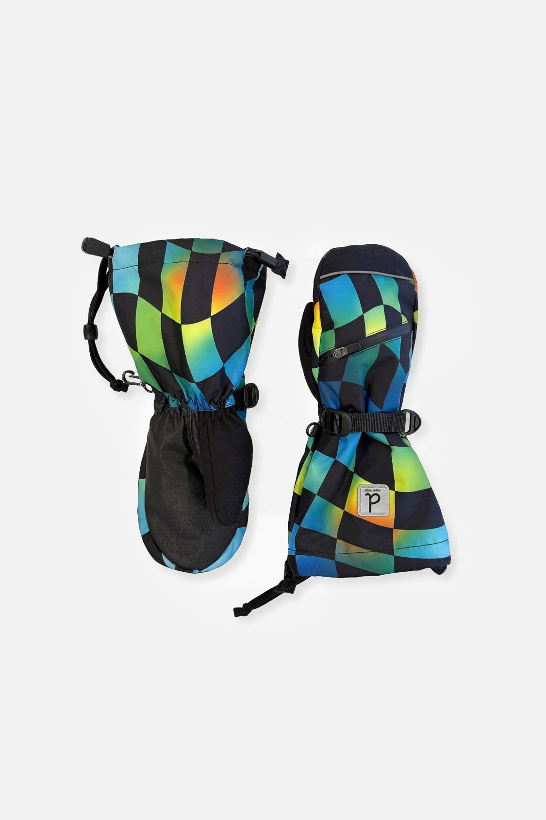 Teknik Winter Mittens Blue Checkered Print