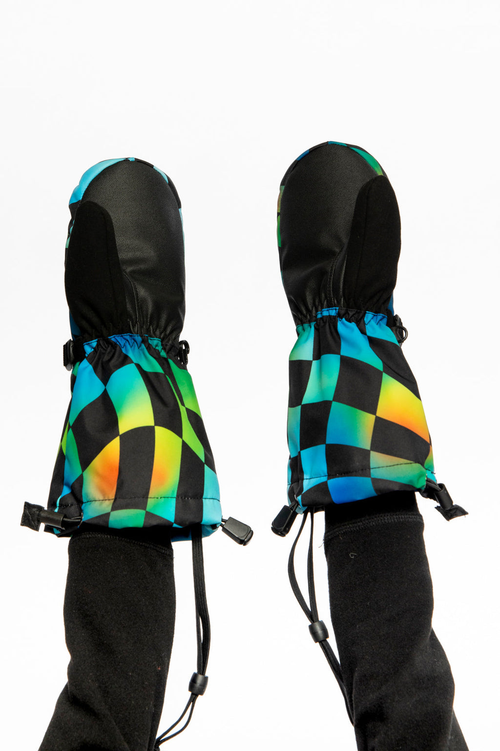 Teknik Winter Mittens Blue Checkered Print
