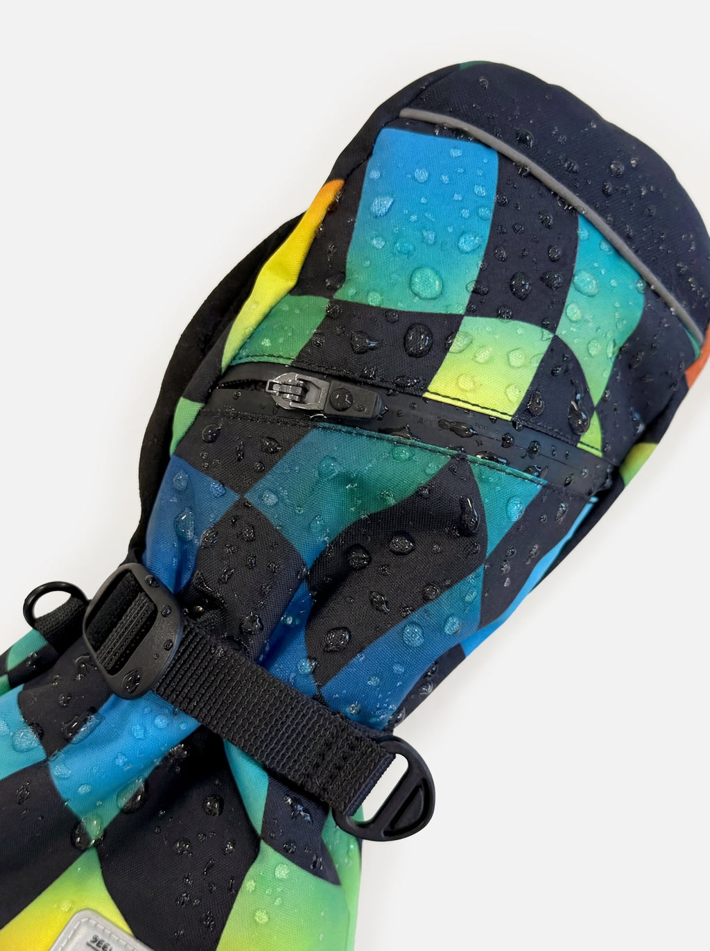 Teknik Winter Mittens Blue Checkered Print