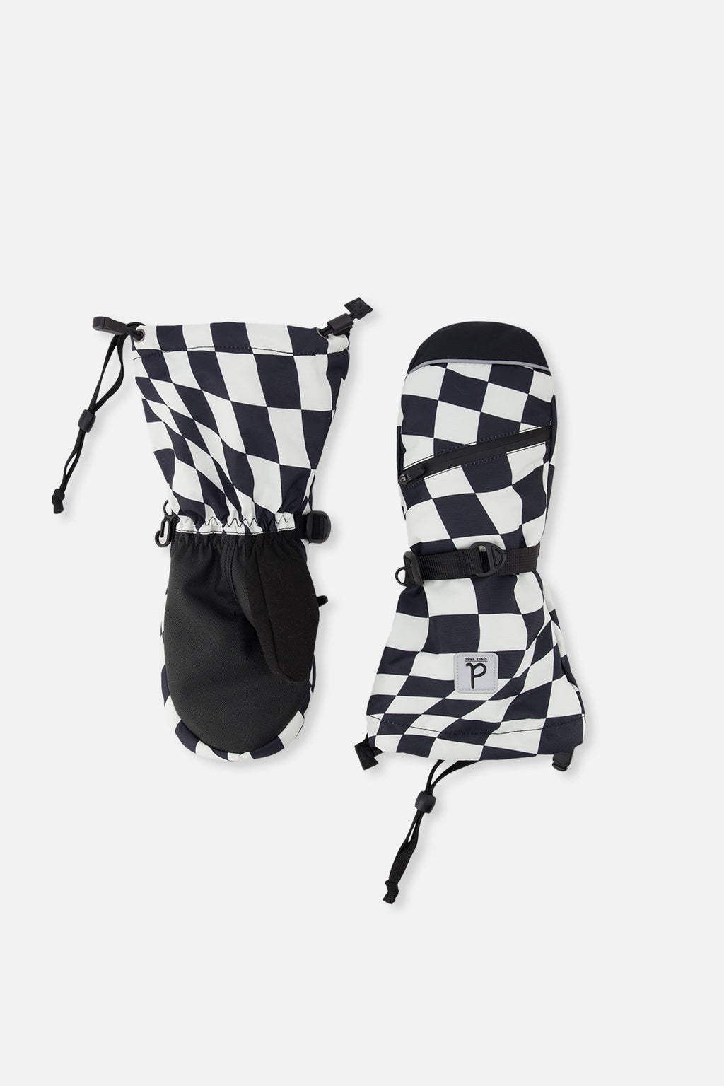 Teknik Winter Mittens White Checkered Print