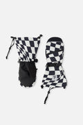 Teknik Winter Mittens White Checkered Print