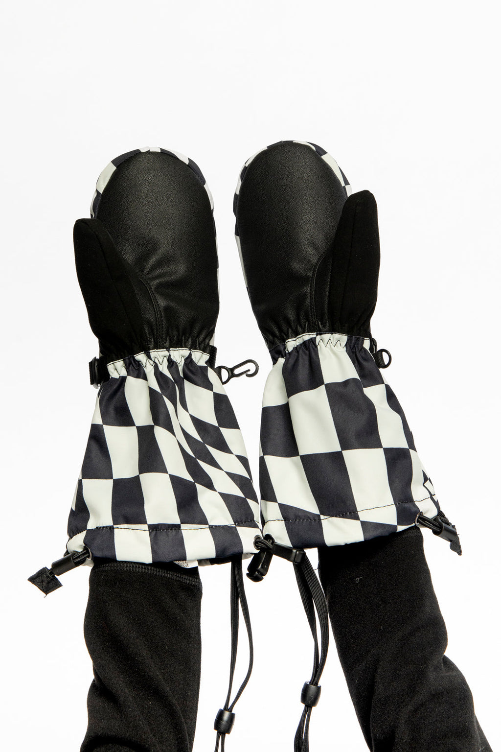Teknik Winter Mittens White Checkered Print