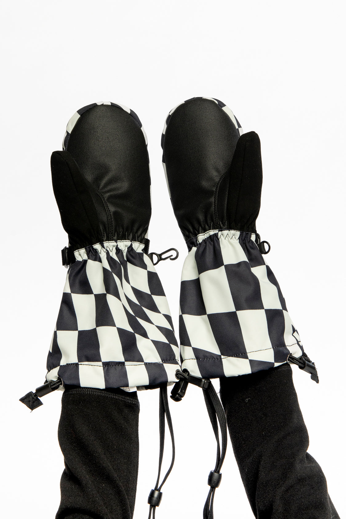 Teknik Winter Mittens White Checkered Print