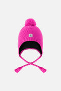 Winter Peruvian Knit Hat With Pompom Bright Pink