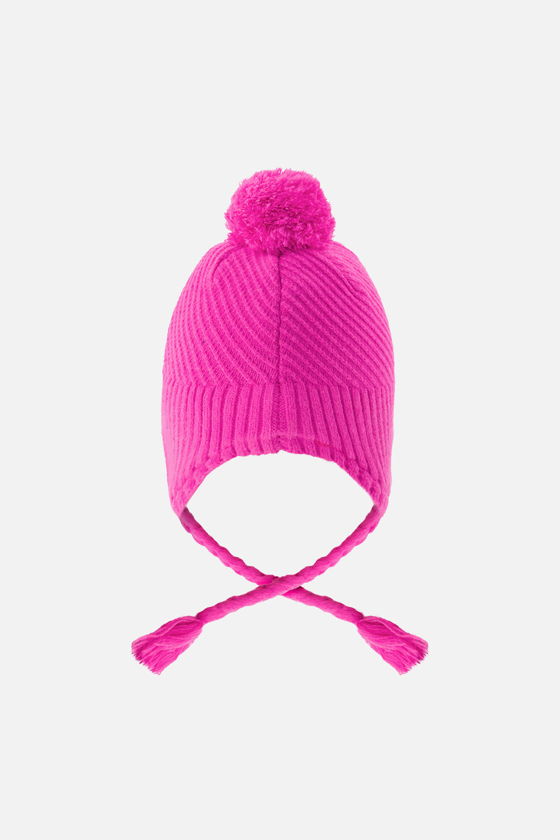 Winter Peruvian Knit Hat With Pompom Bright Pink