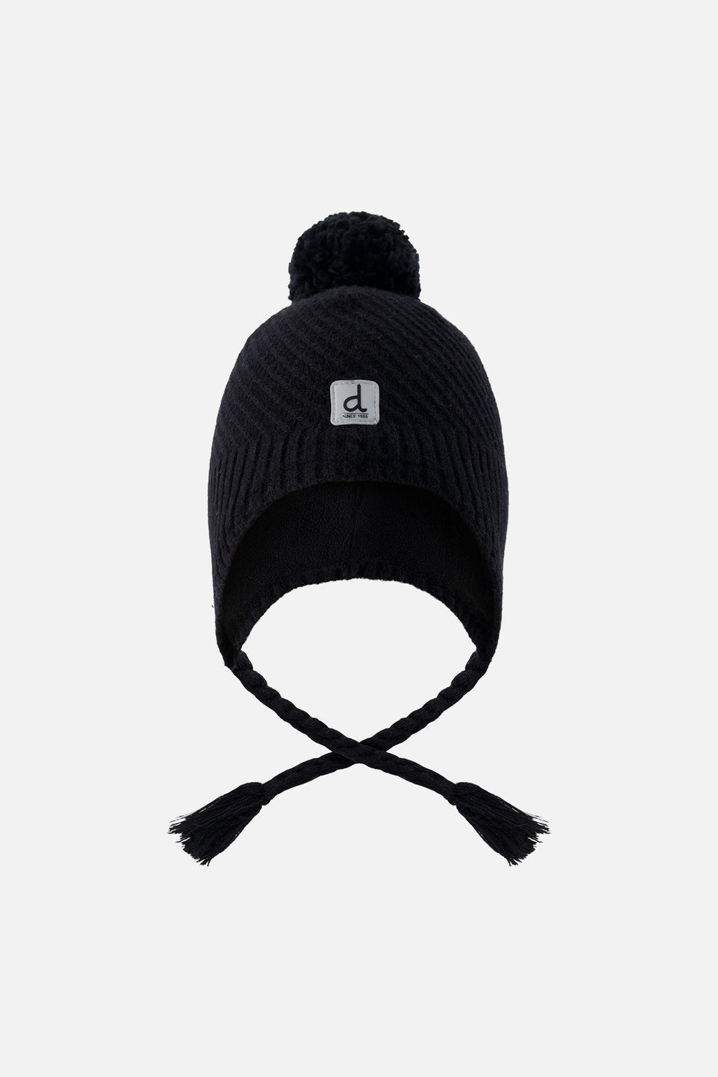 Winter Peruvian Knit Hat With Pompom Black