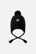 Winter Peruvian Knit Hat With Pompom Black