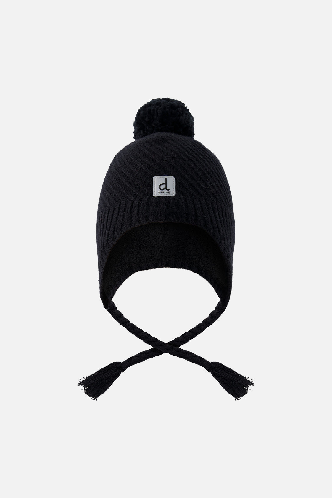 Winter Peruvian Knit Hat With Pompom Black