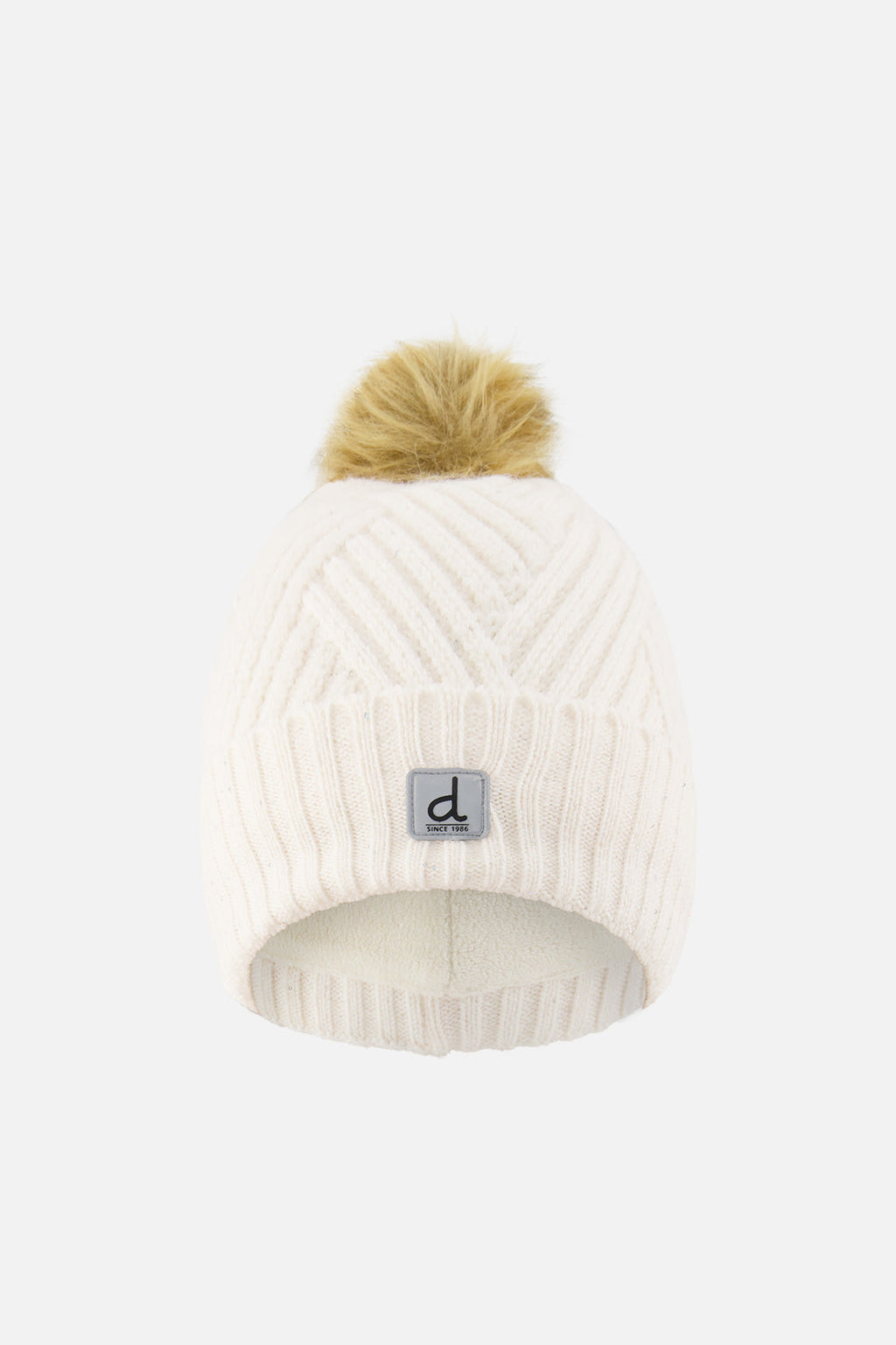 Winter Knit Hat With Pompom Off-White