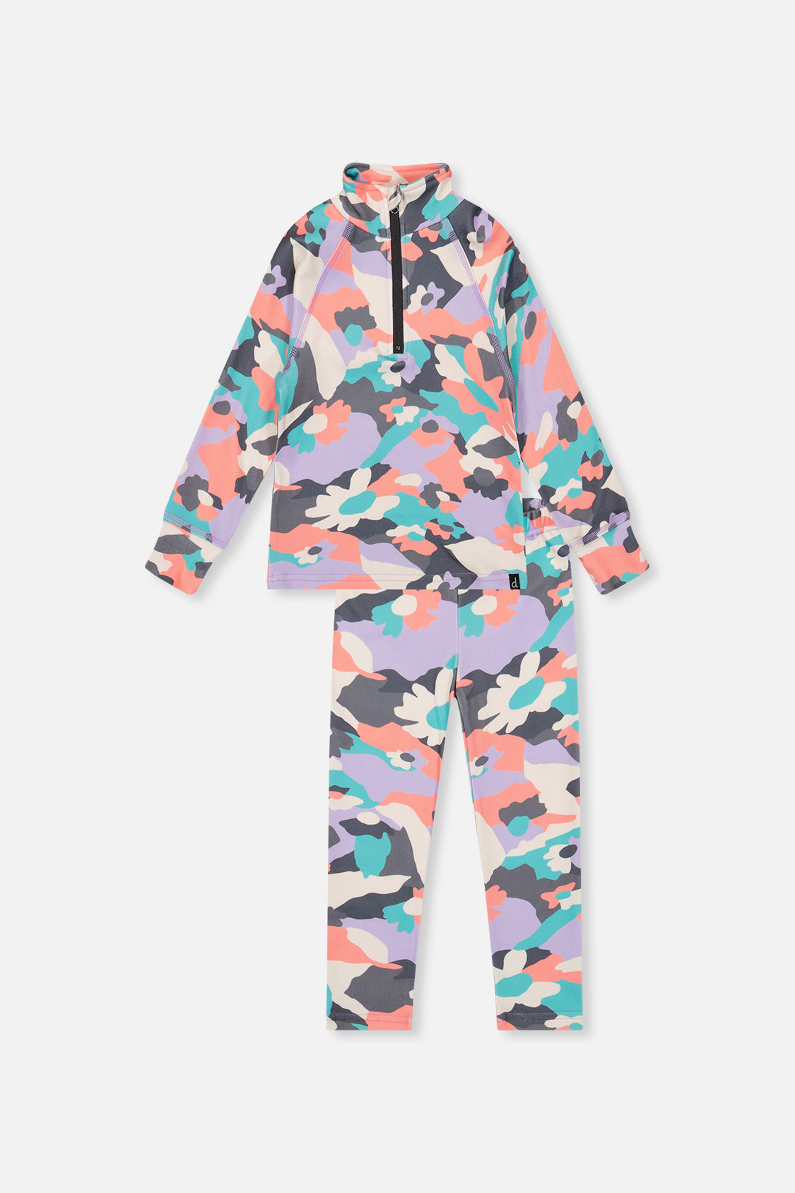 Two Piece Thermal Underwear Coral Camouflage Print