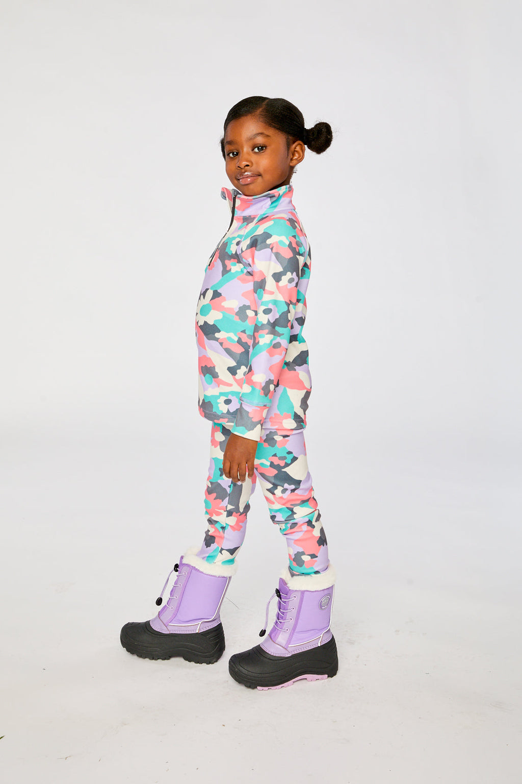 Two Piece Thermal Underwear Coral Camouflage Print